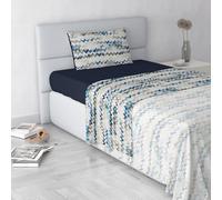 Italian Bed Linen Fashion Juego de sábanas de Microfibra, Made in Italy, Modern Sky, Doble pequeño