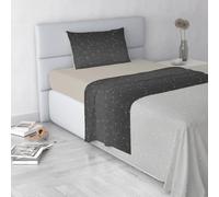Italian Bed Linen Fashion Juego de sábanas de Microfibra, Made in Italy, Stars Grigio, Doble pequeño