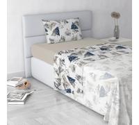 Italian Bed Linen Fashion Juego de sábanas de Microfibra, Made in Italy, Urban BLU, Individual