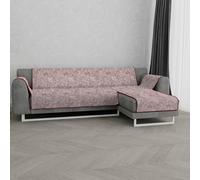 Italian Bed Linen Funda Cubre sofà con Chaise-Longue Derecha “Glamour”, Burdeos, 190 cm