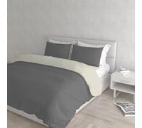 Italian Bed Linen Color Juego de Funda nórdica Natural Colour, Algodón, Gris Humo/Crema, Doble