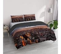 Italian Bed Linen "Goodnight - Juego de Funda nórdica con impresión Digital, Microfibra, Manhattan, para Cama de Matrimonio