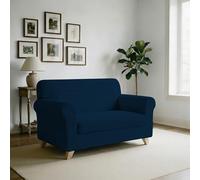 Italian Bed Linen “ Iris” Funda para sofà, 96% poliéster + 4% Elastano, Azul Oscuro, 2 Plazas