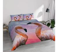 Italian Bed Linen Juego de Funda nórdica de Microfibra con Estampado Digital Goodnight, Flamingo, de Matrimonio