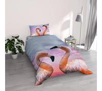 Italian Bed Linen Juego de Funda nórdica de Microfibra con Estampado Digital Goodnight, Flamingo, Individual