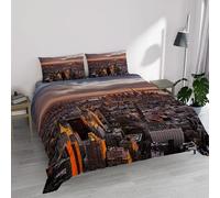 Italian Bed Linen Juego de Funda nórdica de Microfibra con Estampado Digital Goodnight, Manhattan, de Matrimonio