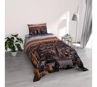 Italian Bed Linen Juego de Funda nórdica de Microfibra con impresión Digital Goodnight, Manhattan, Individual