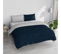 Italian Bed Linen Juego de Funda nórdica “Natural Colour”, Doble, Azul Oscuro/Gris Claro.