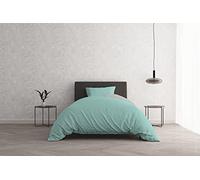 Italian Bed Linen Juego de Funda nórdica “Natural Colour”, Doble pequeño, Verde Agua/Gris Claro