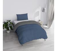 Italian Bed Linen Juego de Funda nórdica “Natural Colour”, Individual, Avio/Gris Oscuro