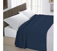Italian Bed Linen Max Color Sábana Encimera, 100% Algodón, Azul Oscuro, 180x300 cm