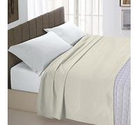 Italian Bed Linen Max Color Sábana Encimera, 100% Algodón, Blanco (Panna), 180x300 cm