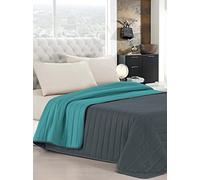 Italian Bed Linen MB Home Italy “Elegant” Edredón estivo, Microfibra, Azul, 260x270 cm