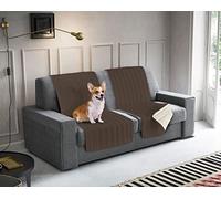 Italian Bed Linen Protector de Respaldo y Asiento para Sofá Elegant, Microfibra, Marrón/Crema, 60x190 cm