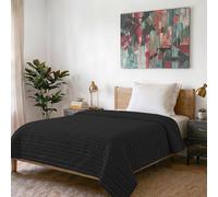 Italian Bed Linen Stripes Satin lìneas Eldrojoòn de Verano Black, sìngolo, Satén de poliéster, Negro, Sencillo, 170x250cm