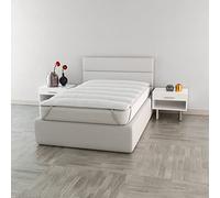 Italian Bed Linen TO-ELL-BLANCO-1PM Elegante Topper Acolchado con Bandas de Goma, 120x195cm, Blanco, Microfibra, 120 x 195 cm