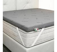 Italian Bed Linen Topper Viscoelástico SILVORA, Plancha 5 cm, Desenfundable | Topper Cama Matrimonial 160x190 cm, Funda de Microfibra + Fibra de Plata, Made in Italy, Melange Gris