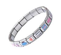 Italian Charm Bracelet, Stainless Steel Longevity, Personalized Modular Design, Creative Block Pattern Jewelry, Fashion Accessory for Dating, Travel, Beach, Wedding, Party Use, 6.89x6.89x0.35 inches