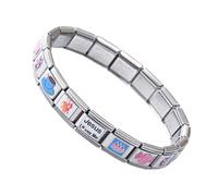 Italian Charm Bracelet, Stainless Steel Modular Bracelet for Women, Customizable Fashion Jewelry for Dating, Travel, Beach, Camping, Cocktail Parties, Wedding, Everyday Accessory or Gift Idea