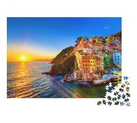 Italian Coastal Jigsaw Puzzle for Adultos 1000 Piezas Reciclable Cinque Terre Jigsaw Jigsaw Puzzles Accesorio para Juego Familiar Interesante Divertido Present for Holiday Blessings Gift 38x26cm/...