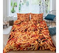 Italian cuisine Funda de Edredón Microfibra de poliéster Tres Piezas Diseño 3D con Cremallera Italian cuisine Funda Edredon incluye Fundas de Almohada Suave Transpirable for niños y niñas （140x200cm）