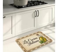 Italian Cuisine - Tapetes de cocina para piso, diseño vintage de hierbas, suaves, acolchados, cómodos, lavables para fregaderos de cocina, lavadero, baño, 20 x 31 pulgadas