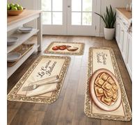 Italian Cuisine - Tapetes de cocina para piso, tapetes suaves de arte de comida vintage, decoración culinaria, acolchados, cómodos, lavables para fregaderos de cocina, lavandería, 3 piezas