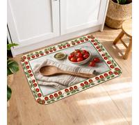 Italian Cuisine - Tapetes de cocina para piso, tapetes suaves vintage con patrón de tomates, acolchados con resorte, cómodos, lavables, para fregaderos de cocina, lavandería, baño, 16 x 24 pulgadas