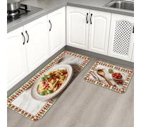 Italian Cuisine - Tapetes de cocina para piso, tapetes suaves vintage con patrón de tomates, acolchados con resorte, cómodos, lavables, para fregaderos de cocina, lavandería, baño, 2 unidades
