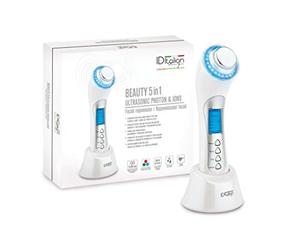 Italian Design - Beauty 5 in 1 Masajeador Facial Electrico para Limpieza Facial Profunda | Limpiador Facial Ultrasonico con Función Galvánica de Iones Positivos y Negativos y Fototerapia LED