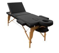 Italian Design - Camilla Plegable y Ligera de 2 Cuerpos con Estructura de Madera - Camilla de Masajes y Estética con Cojín de Espuma, Ajuste de Altura, Almohada y Soporte para Brazos - Color Negro