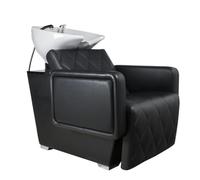 Italian Design - Lavacabezas de Peluquería Profesional Cubo Negro - Diseño Elegante y Funcional - Asiento Ergonómico y Acolchado, Cuba Basculante de Cerámica y Estructura Robusta - Color Negro