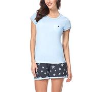 Italian Fashion Pijama Mujer Verano | Pijama Algodon Mujer Manga Corta | Ropa de Noche Corto Suave y Cómoda | Casual para Primavera Verano | Pijamas para Ella S-XXL