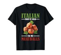 Italian from My Head To My Meatballs Pasta de Comida - Camiseta gráfica económica