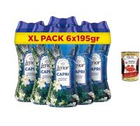 Italian Gourmet Bundle Capri 6 x 195 g + Italian Gourmet Polpa gratis - Perlas aromáticas para lavandería, gardenia y jacinto según embalaje, paquete XL, 1,17 kg