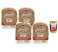 Italian Gourmet Bundle Casarecce 5-88 - Paquete de 4 cereales integrales de 500 g + Polpa Italiana Gourmet - Pasta italiana de trigo duro integral, Casarecce 5-88 para salsas fuertes, reservas y