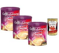 Italian Gourmet - Café soluble con ginseng 3 x 200 g - Bebida caliente cremosa para remover, preparación rápida, ideal para oficina, desayuno y postre, pack de almacenamiento + Polpa italiana gourmet