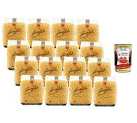 Italian Gourmet Farfalline Pasta 16 x 500 g - Pequeña pasta de grano de trigo duro, ideal para ensalada de pasta y salsas, 8 kg + Polpa italiana gourmet