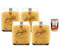 Italian Gourmet Farfalline Pasta 4 x 500 g - Pasta pequeña de lazo de sémola de trigo duro, ideal para ensaladas y salsas, pack de almacenamiento familiar + Polpa italiana gourmet