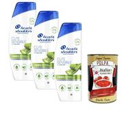Italian Gourmet H&S Champú anticaspa Cute Sensibile con aloe vera, 0% colorantes y siliconas, 3 x 250 ml + Polpa italiana Gourmet 400 gr