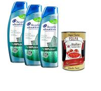 Italian Gourmet H&S Champú Antiforfora Pulizia Profonda, antiprurito con Mentha Piperita, 0% silicona, 100% botella reciclable, 3 x 250 ml + Polpa italiana gourmet