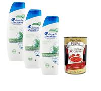 Italian Gourmet H&S Menthol Fresh - Champú anticaspa, 3 x 250 ml, con mentol, protección 100% contra la caspa, 400 g