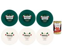Italian Gourmet - Jabón de afeitar (6 x 150 ml, 900 ml, con Polpa) | 6 x 150 ml de jabón de afeitar en 2 variedades: 3 para pieles sensibles con avena y té verde y 3 refrescantes con eucalipto y