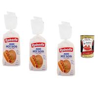 Italian Gourmet Mini Hot Dog - Bollos de perrito caliente (3 x 300 g, para salchichas, sándwich, fiesta, buffet, barbacoa, barbacoa, cumpleaños infantil, incluye polpa italiana gourmet