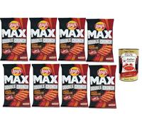 Italian Gourmet - Paquete familiar de patatas fritas crujientes con sabor a barbacoa, 8 paquetes de 110 g - Snack extra crujiente para fiestas, noches de cine y compartir, ideal para saltear + Polpa