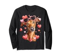 Italian Greyhound Dog Iggy - Gafas de Sol para el día de San Valentín Manga Larga