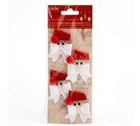 Italian Options Cara de Papá Noel hecha a mano para decoración navideña autoadhesiva, 3,5 cm x 6 cm (4 piezas)