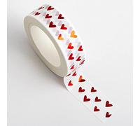 Italian Options Cinta adhesiva Washi con forma de corazón de papel de aluminio rojo (15 mm x 10 metros)