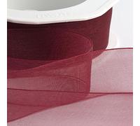 Italian Options Cinta de organza de gasa, rollo de 15 mm x 20 m, color burdeos