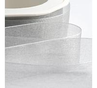 Italian Options Cinta de organza de gasa, rollo de 15 mm x 20 m, color plateado